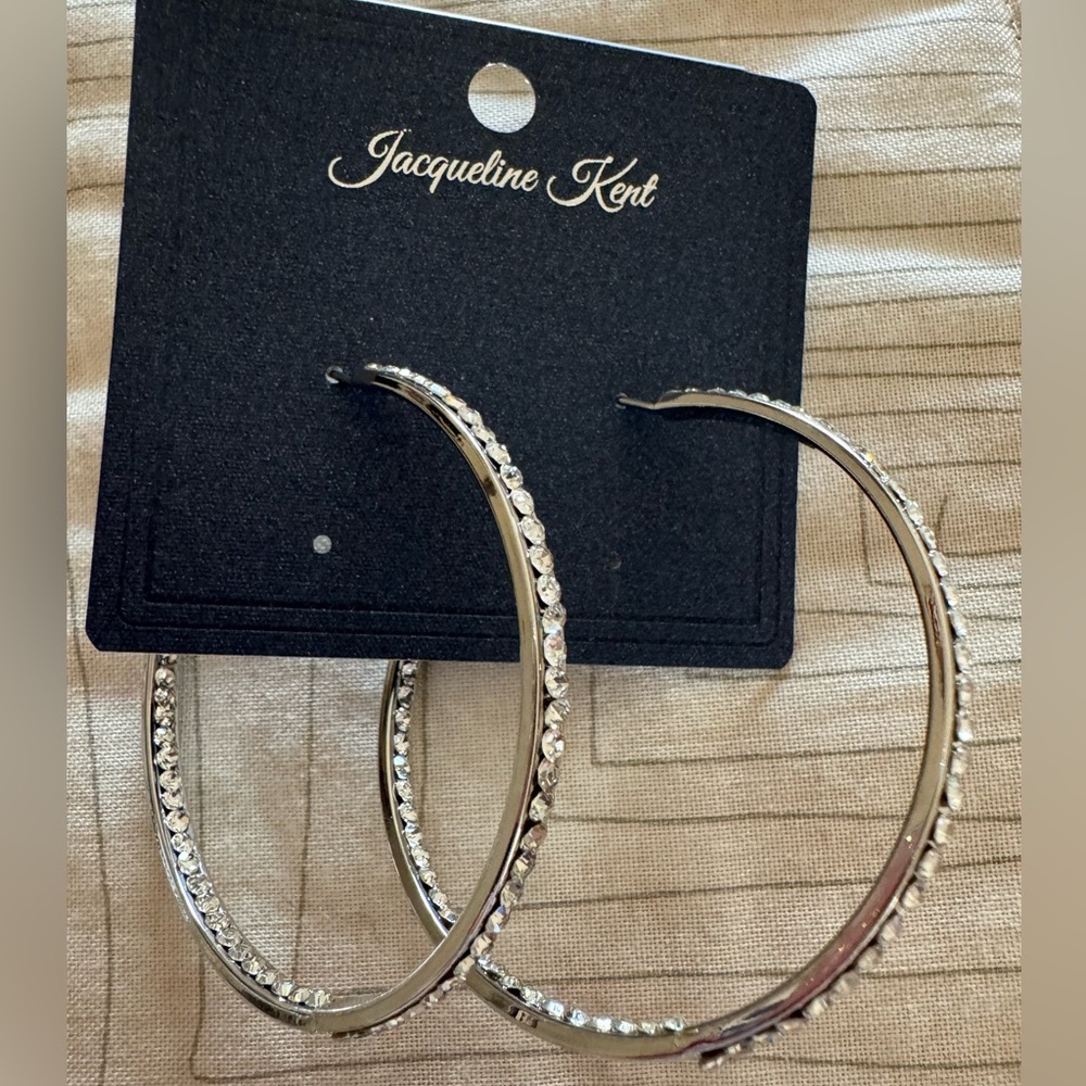 Jacqueline Kent inside out rhinestone earrings. 2”. BRAND NEW!